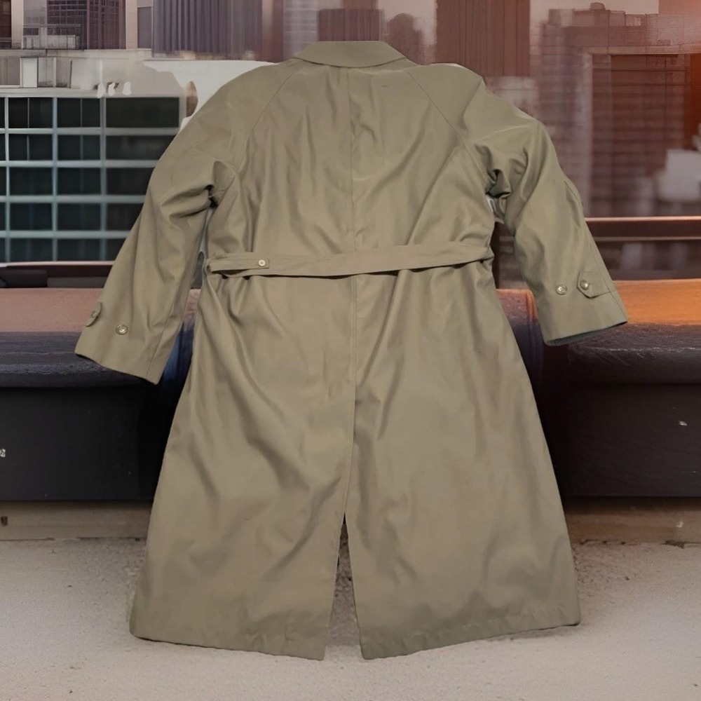 Chaps Men's Classic Trench Coat Size 42L Jacket Belted Removable Liner Khaki - Picture 2 of 10